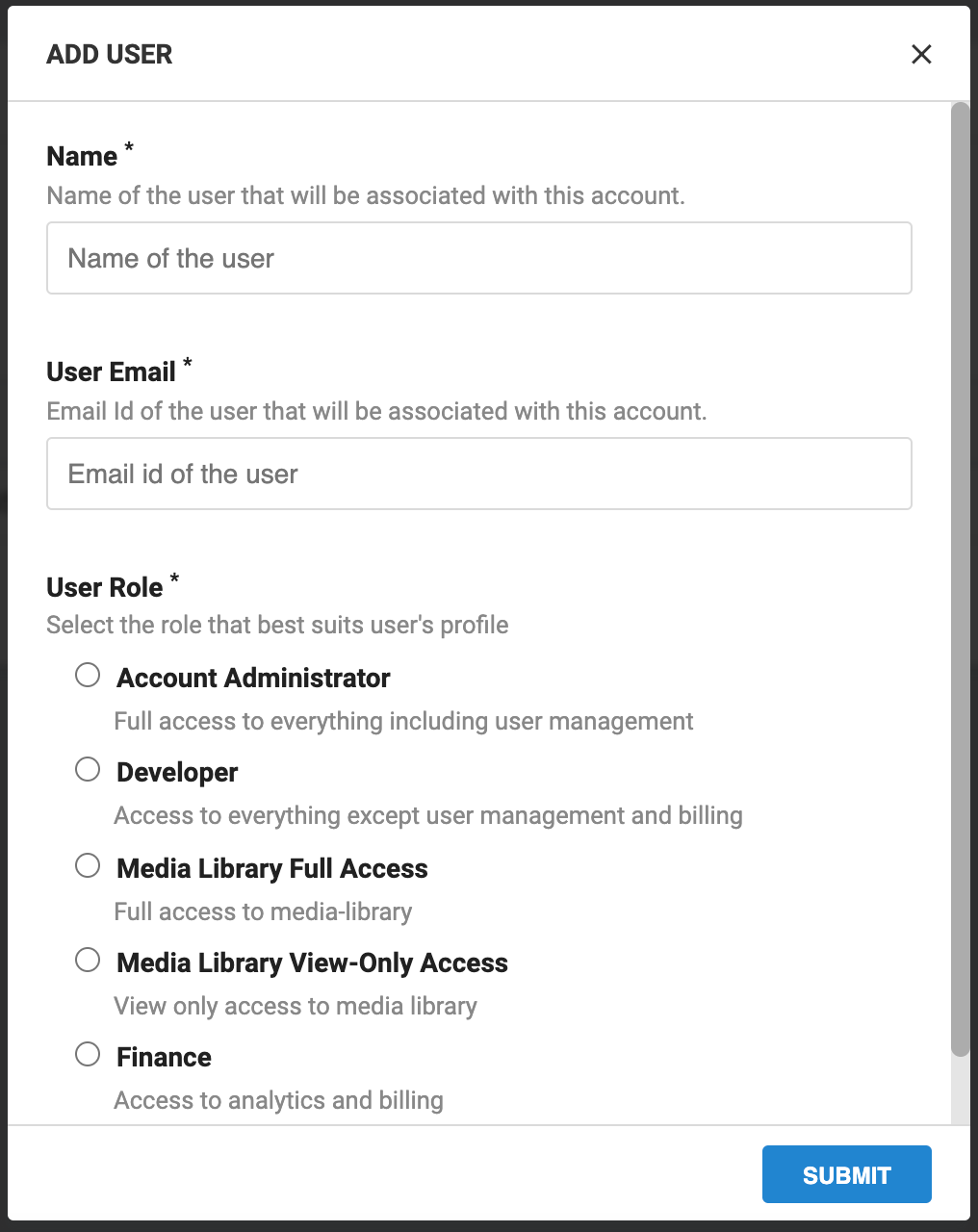 ImageKit's User access levels